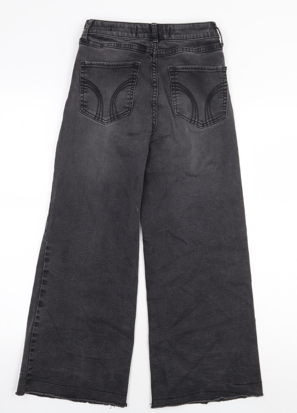 Hollister Womens Black Cotton Wide-Leg Jeans Size 25 in Regular Button