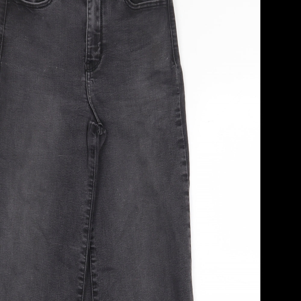 Hollister Womens Black Cotton Wide-Leg Jeans Size 25 in Regular Button