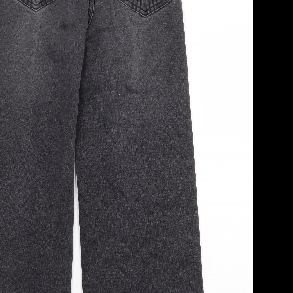 Hollister Womens Black Cotton Wide-Leg Jeans Size 25 in Regular Button