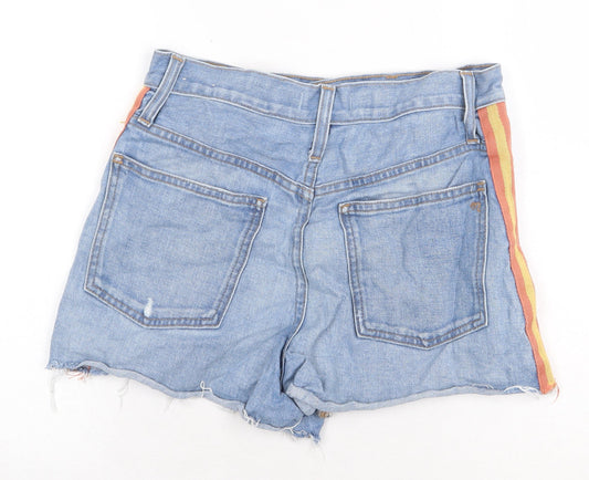 Madswell Womens Blue Cotton Hot Pants Shorts Size 28 in Regular Zip - Distressed