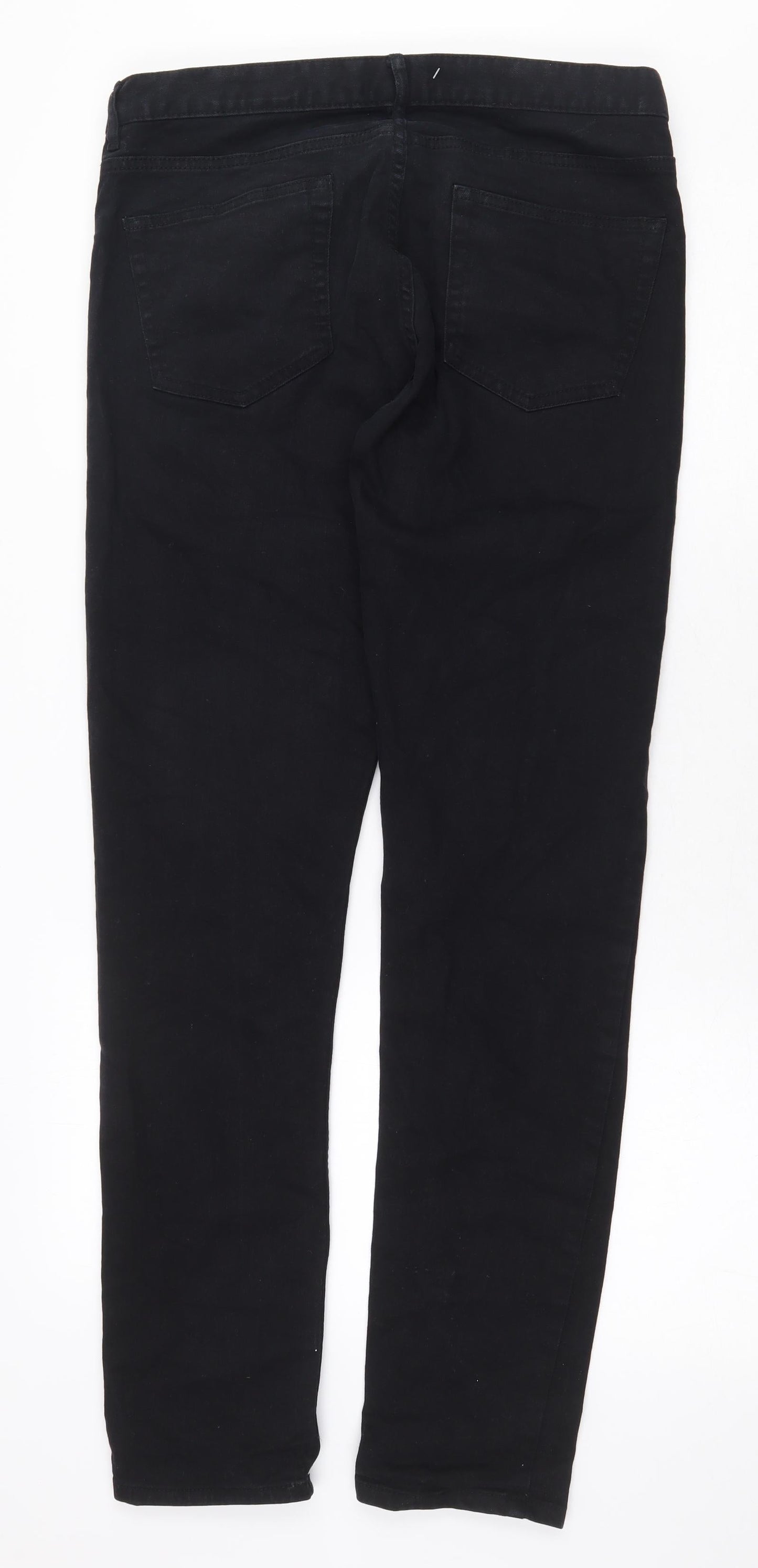 H&M Womens Black Cotton Straight Jeans Size 32 in Regular Zip