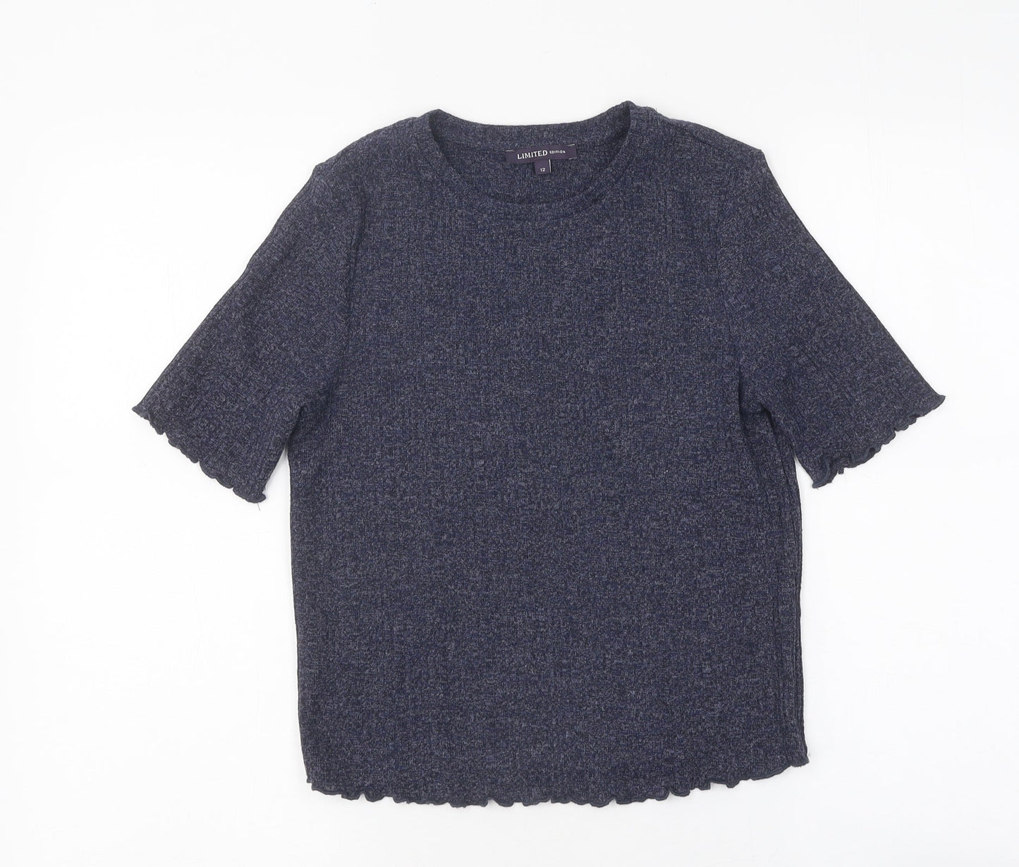 Limited Edition Womens Blue Viscose Basic T-Shirt Size 12 Round Neck