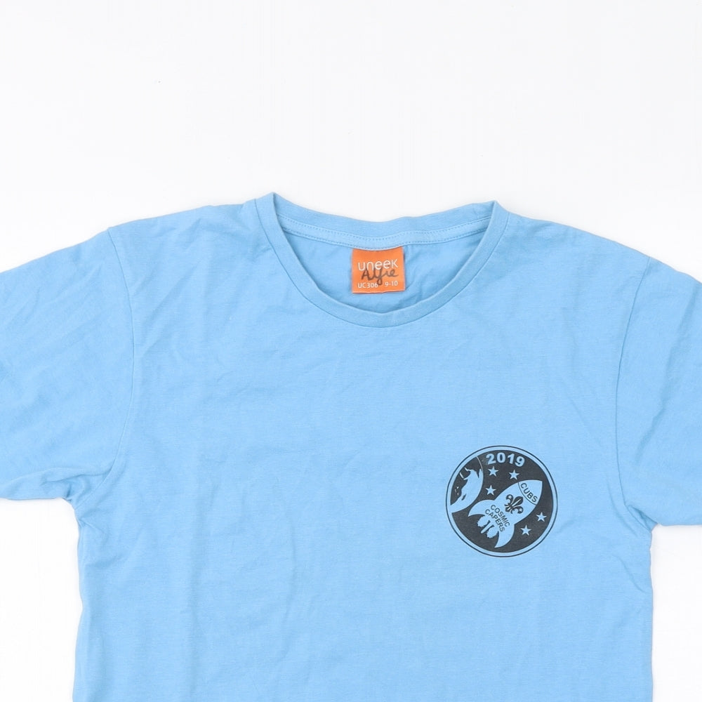 Uneek Boys Blue 100% Cotton Basic T-Shirt Size 9-10 Years Round Neck Pullover