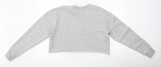 Topshop Womens Grey Polyester Pullover Sweatshirt Size 8 Pullover - Cropped