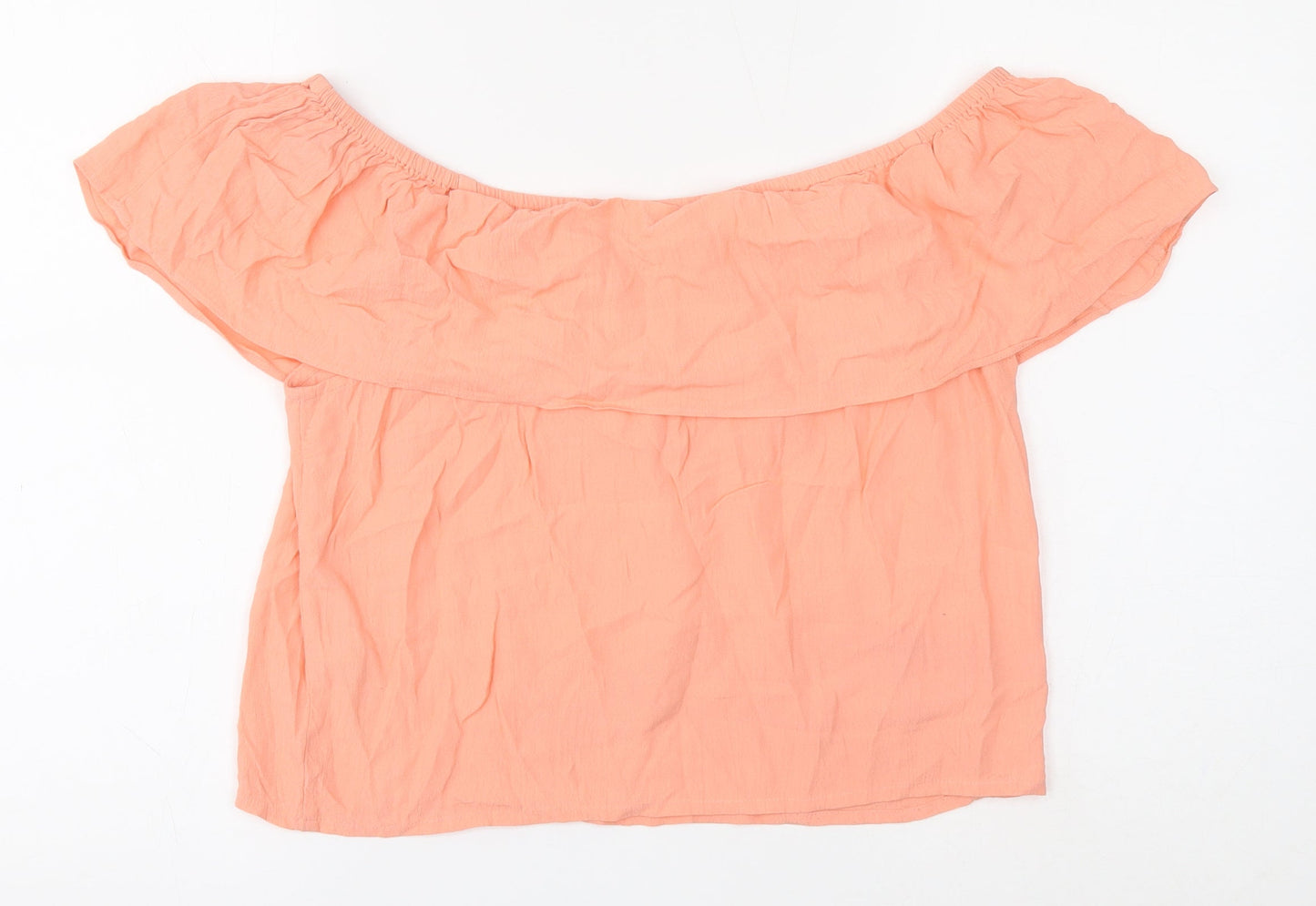 Miss Selfridge Womens Pink Viscose Cropped Blouse Size 10 Boat Neck