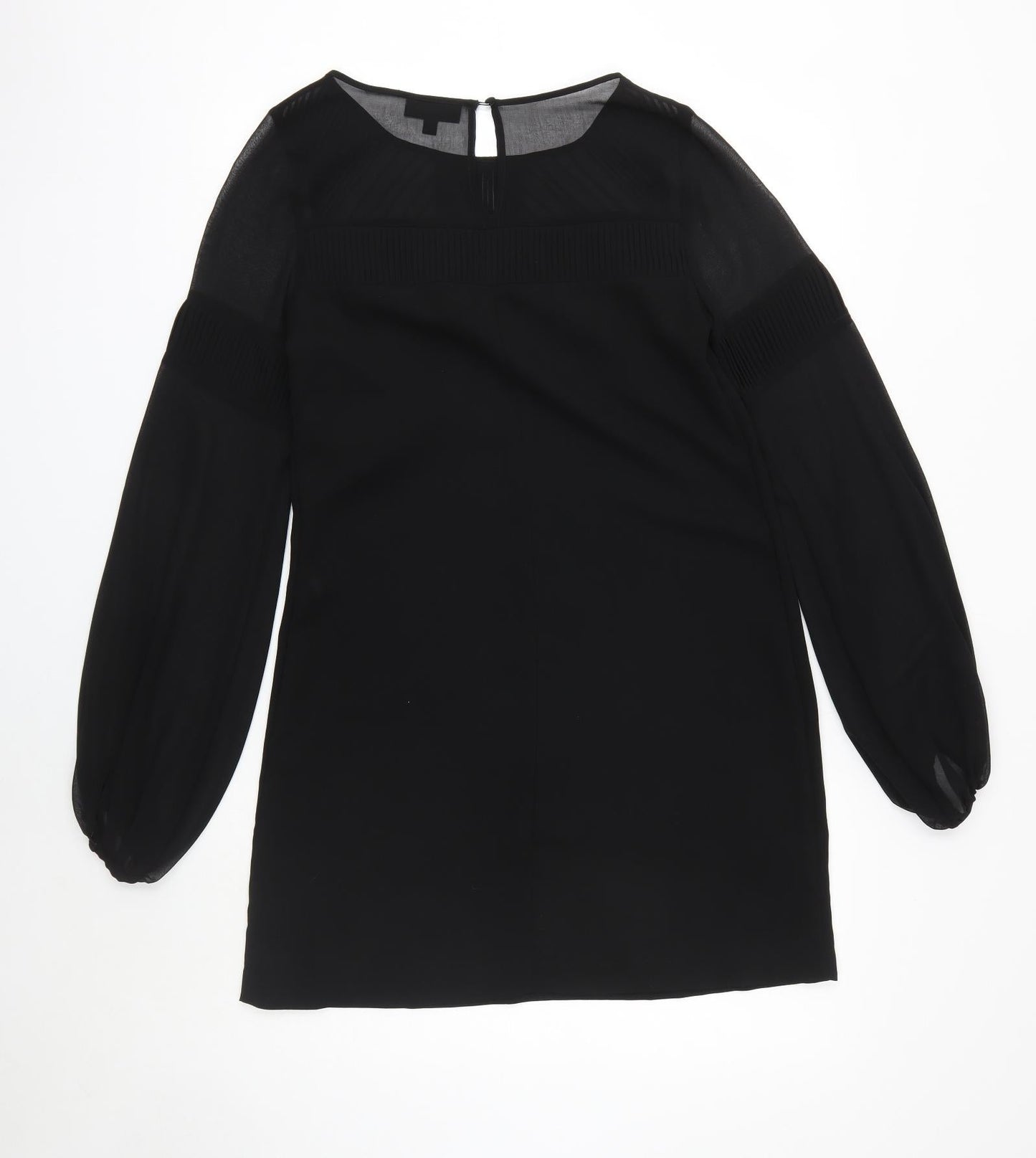 Warehouse Womens Black Polyester A-Line Size 10 Round Neck Button