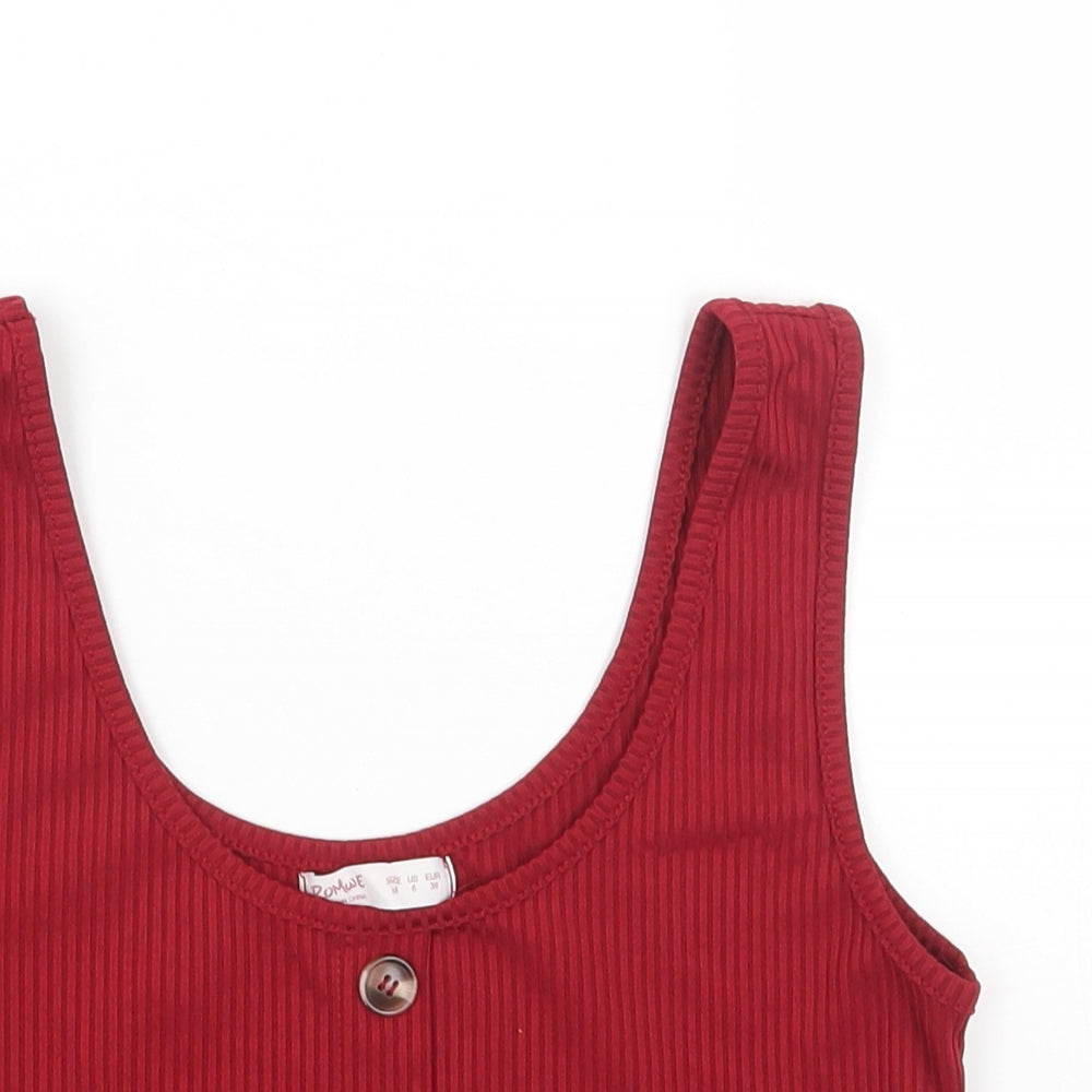 ROMWE Womens Red Polyester Cropped Tank Size M Round Neck
