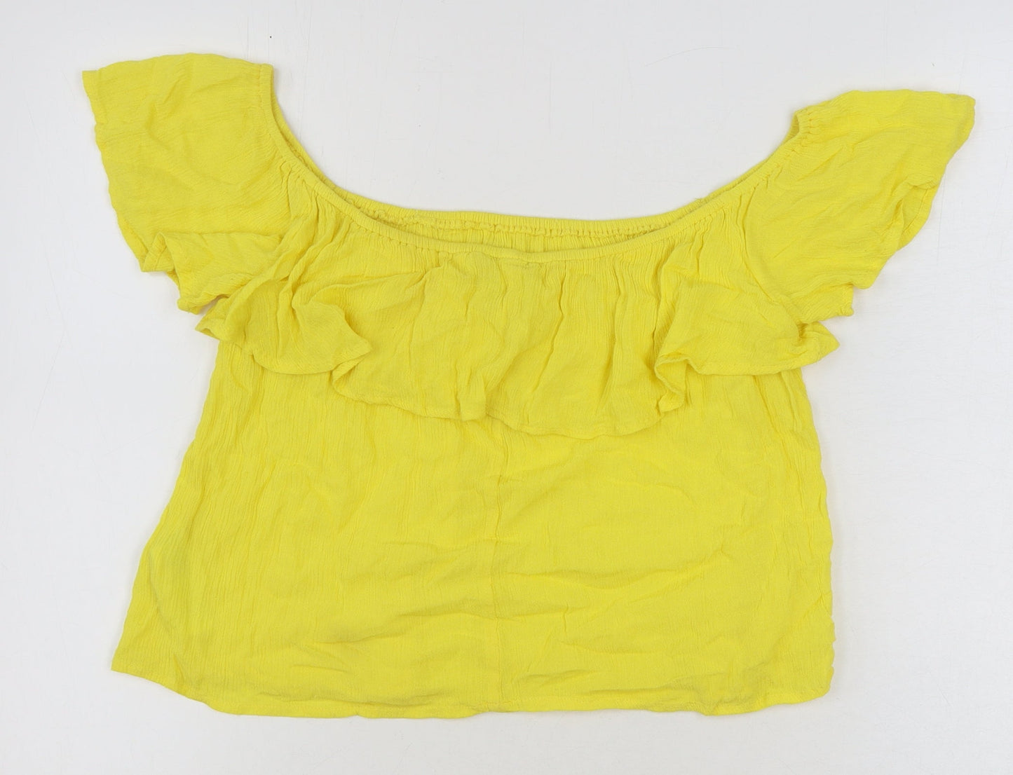 New Look Womens Yellow Viscose Basic Blouse Size 6 Off the Shoulder