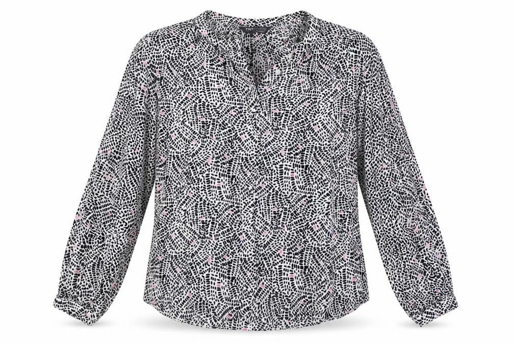 Marks and Spencer Womens Multicoloured Geometric Viscose Basic Button-Up Size 6 Round Neck