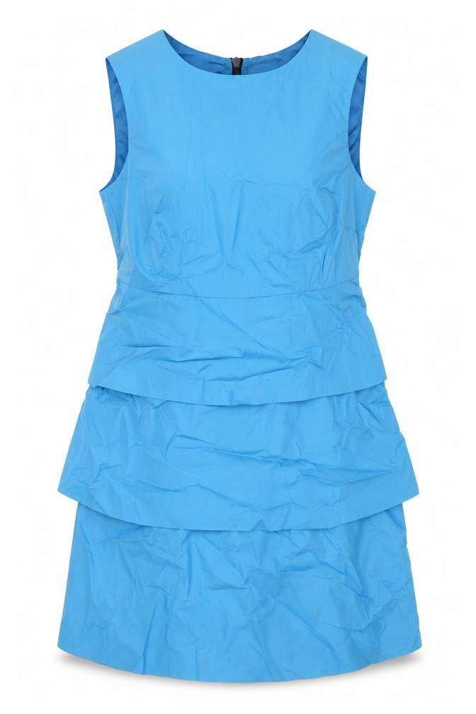 Zara Womens Blue Cotton Sheath Size M Scoop Neck Zip