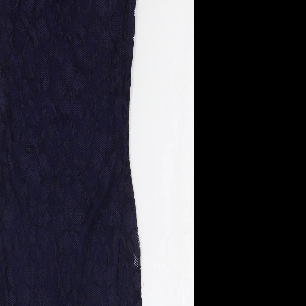 Amy Childs Collection Womens Blue Nylon Pencil Dress Size 8 Round Neck Pullover