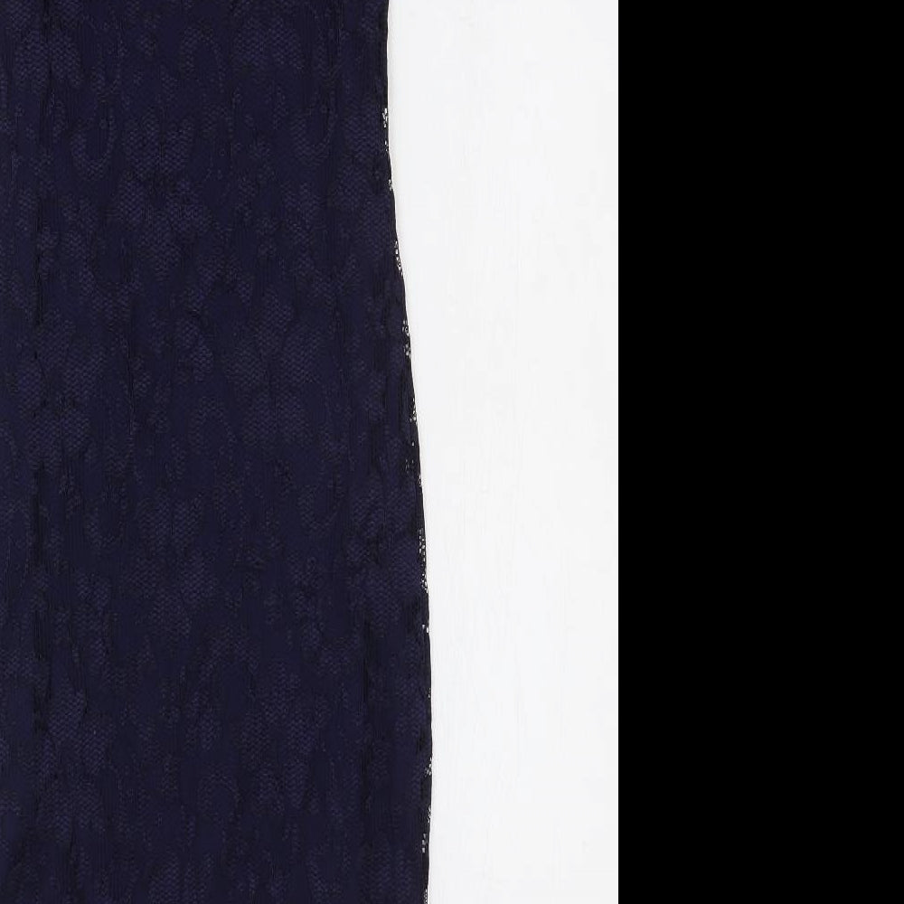 Amy Childs Collection Womens Blue Nylon Pencil Dress Size 8 Round Neck Pullover