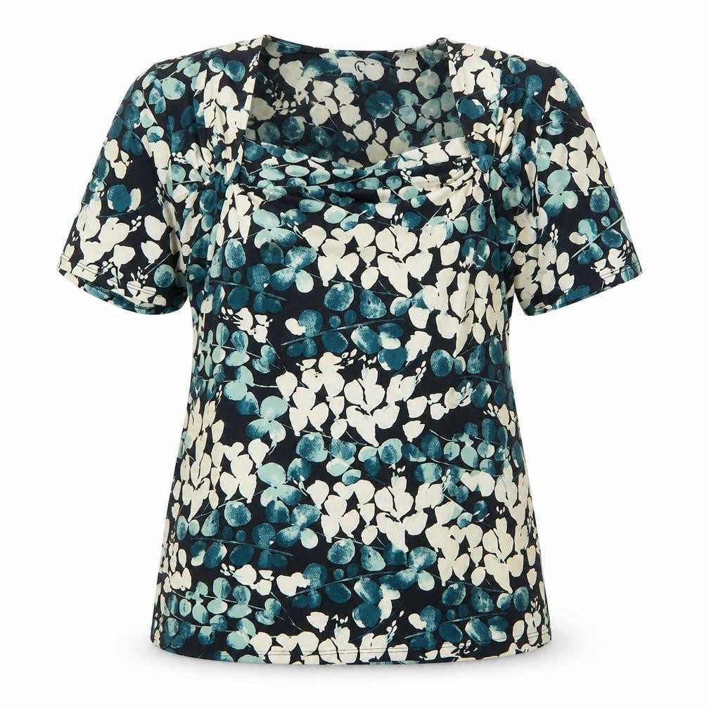 Preworn Womens Blue Geometric Polyester Basic Blouse Size M Square Neck