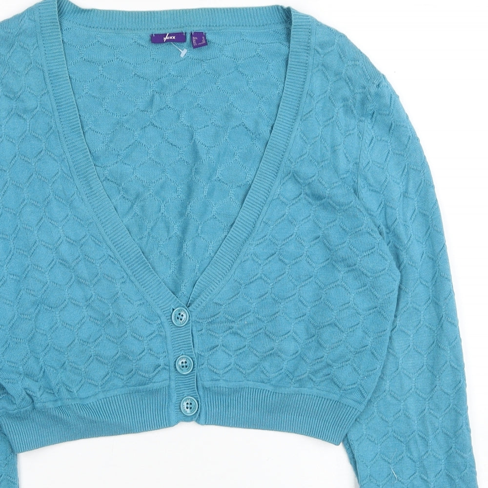 Mexx Womens Blue V-Neck Cotton Cardigan Jumper Size XL
