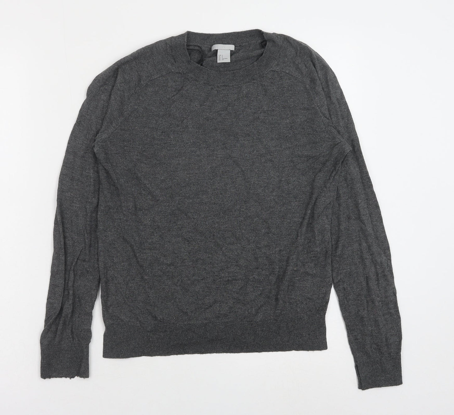 H&M Womens Grey Crew Neck Viscose Pullover Jumper Size S