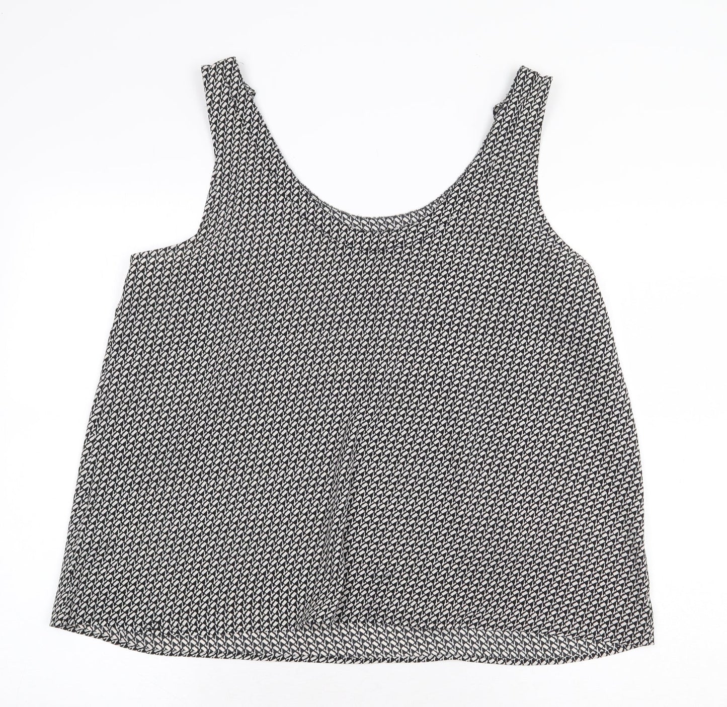 Marks and Spencer Womens Black Geometric Polyester Basic Tank Size 18 Scoop Neck
