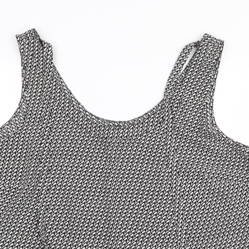 Marks and Spencer Womens Black Geometric Polyester Basic Tank Size 18 Scoop Neck