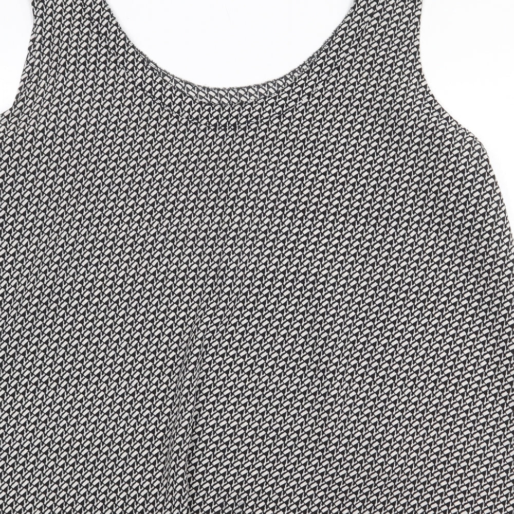 Marks and Spencer Womens Black Geometric Polyester Basic Tank Size 18 Scoop Neck