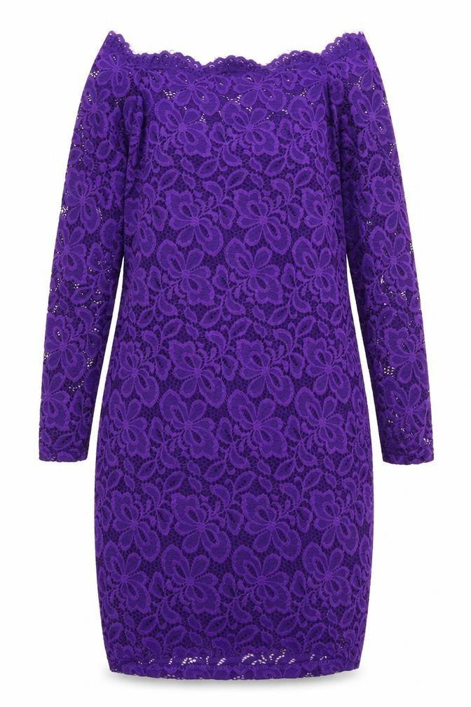 Preworn Womens Purple Nylon Bodycon Size L Off the Shoulder Zip