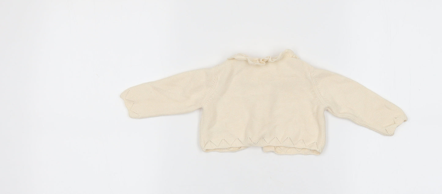 TU Baby Ivory 100% Cotton Cardigan Jumper Size 0-3 Months Button