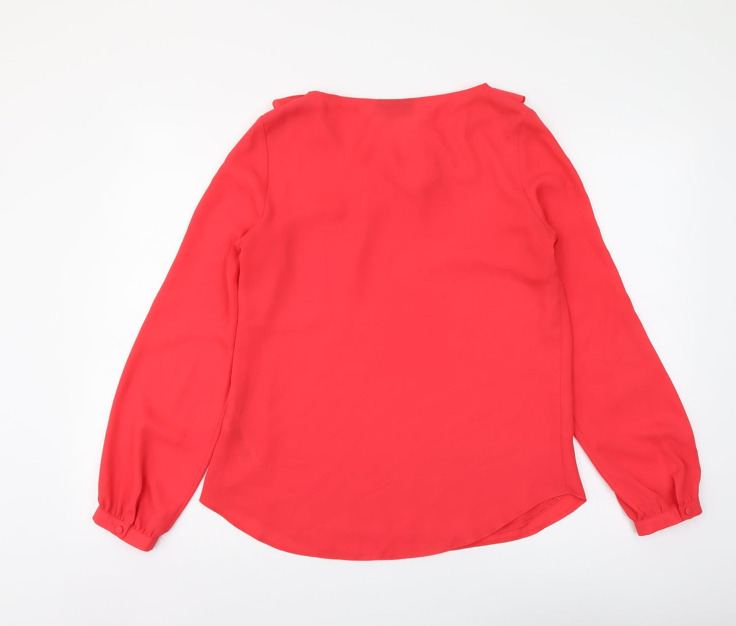 Wallis Womens Red Polyester Basic Blouse Size 8 V-Neck