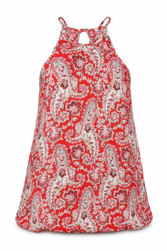 American Eagle Outfitters Womens Red Paisley Viscose Tunic Tank Size S Round Neck