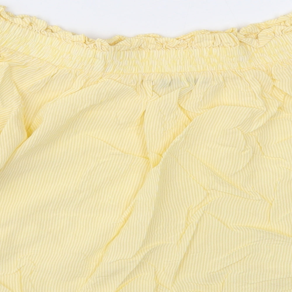 Marks and Spencer Womens Yellow Viscose Cropped Blouse Size 10 Boat Neck