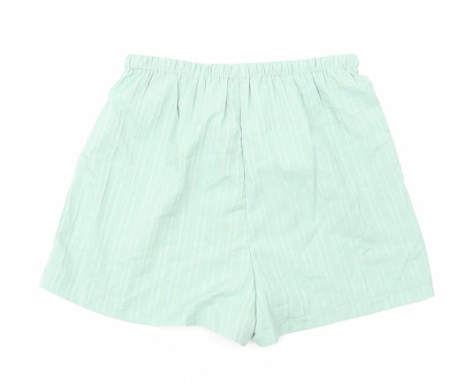 Preworn Womens Green Striped Polyester Basic Shorts Size S L16 in Regular Drawstring