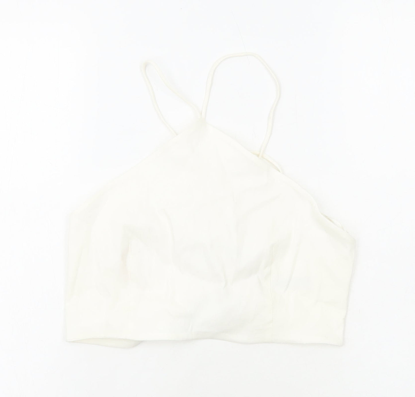 Zara Womens White Cotton Cropped Tank Size M Halter