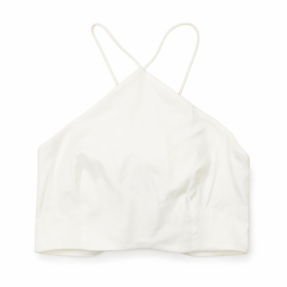 Zara Womens White Cotton Cropped Tank Size M Halter