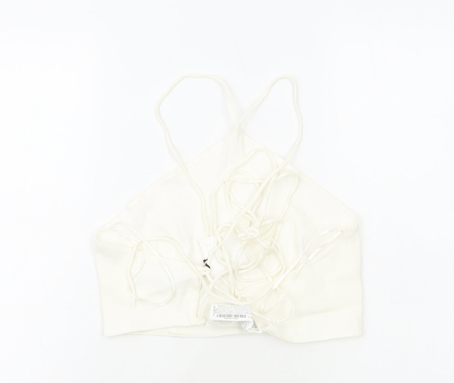 Zara Womens White Cotton Cropped Tank Size M Halter