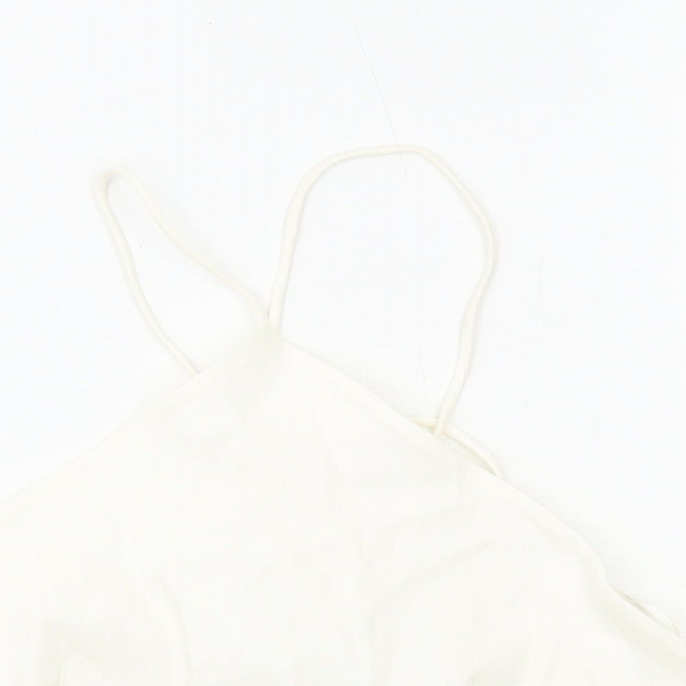 Zara Womens White Cotton Cropped Tank Size M Halter