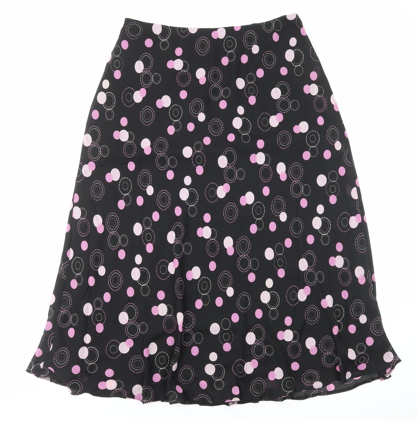 Premier Collection Womens Black Geometric Polyester Flare Skirt Size 10