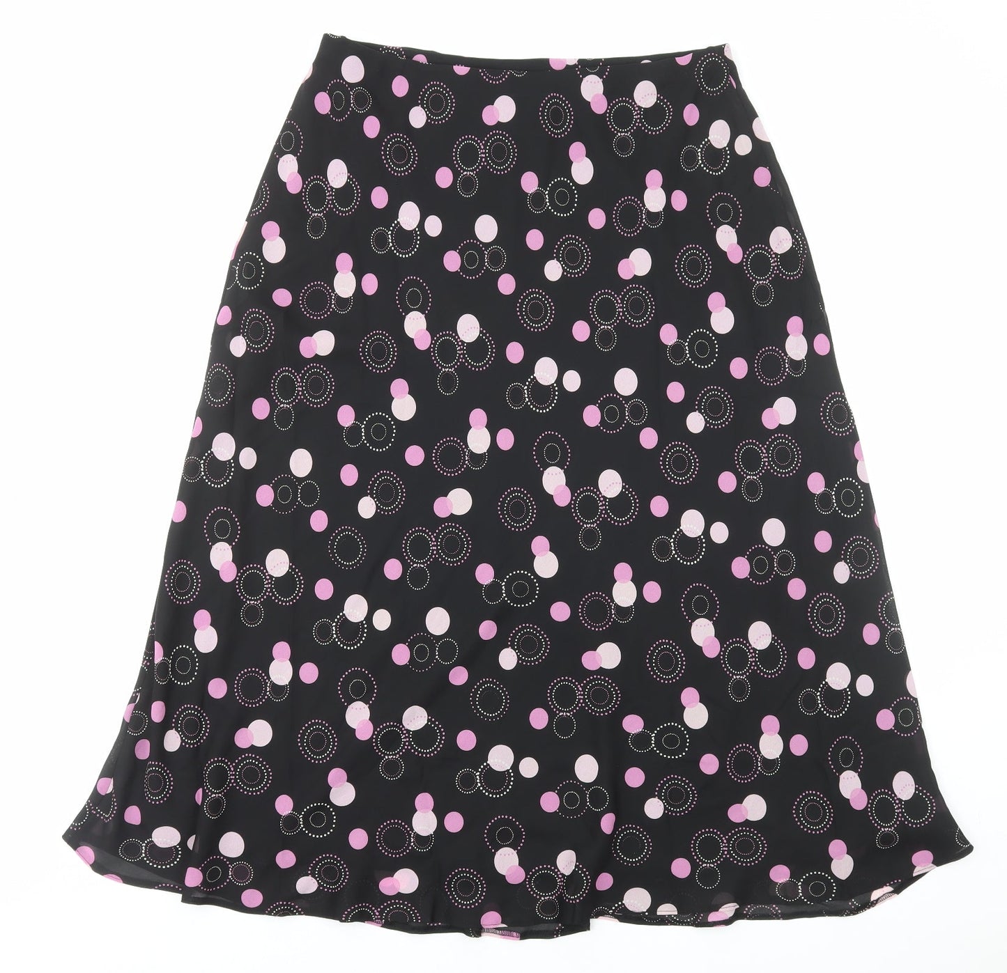 Premier Collection Womens Black Geometric Polyester Flare Skirt Size 10