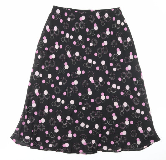 Premier Collection Womens Black Geometric Polyester Flare Skirt Size 10