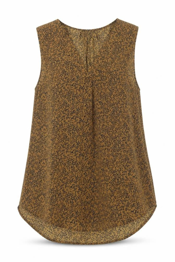 H&M Womens Brown Geometric Polyester Basic Blouse Size 10 V-Neck