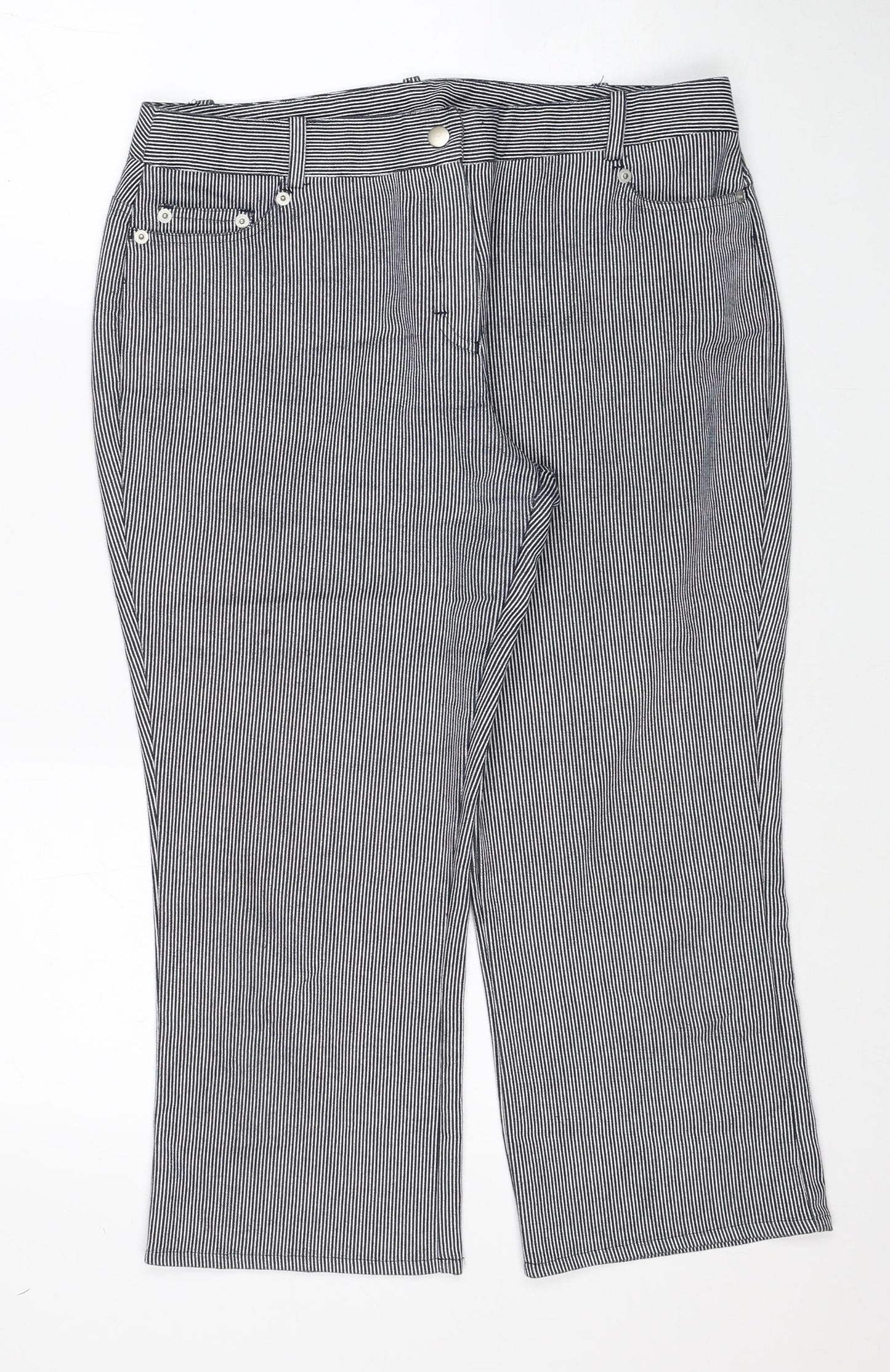 E-vie Womens Multicoloured Striped Cotton Straight Jeans Size 14 Regular Zip