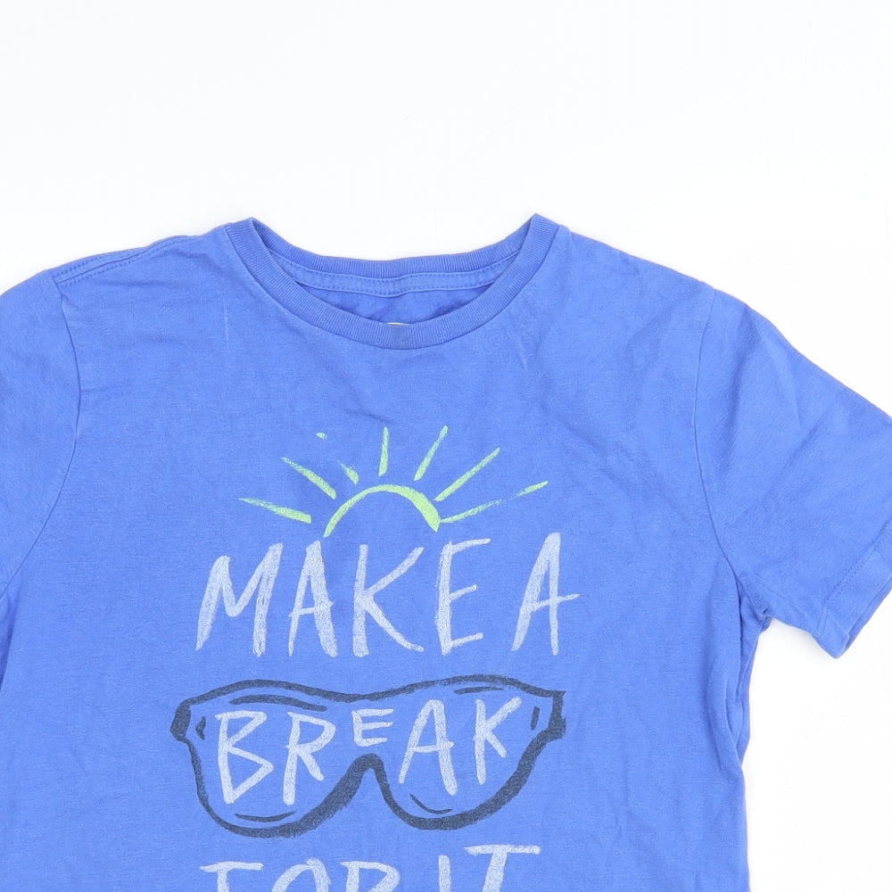 Gap Boys Blue 100% Cotton Basic T-Shirt Size 10 Years Round Neck Pullover - Make a Break for it