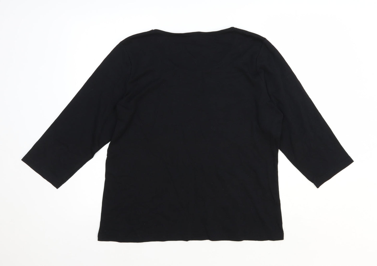 BM Womens Black 100% Cotton Basic T-Shirt Size M Scoop Neck