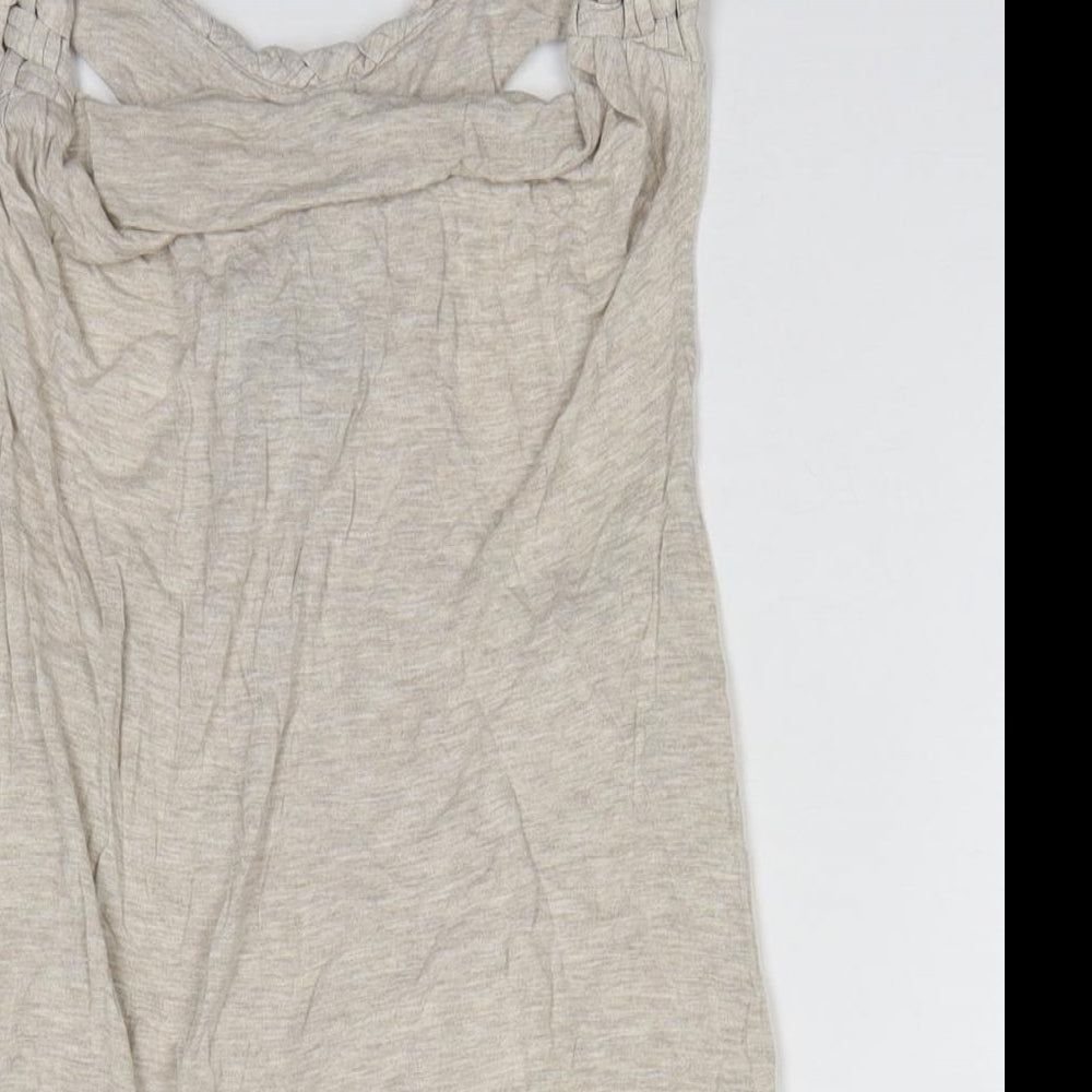 Preworn Womens Beige Viscose Basic Tank Size XS Cowl Neck