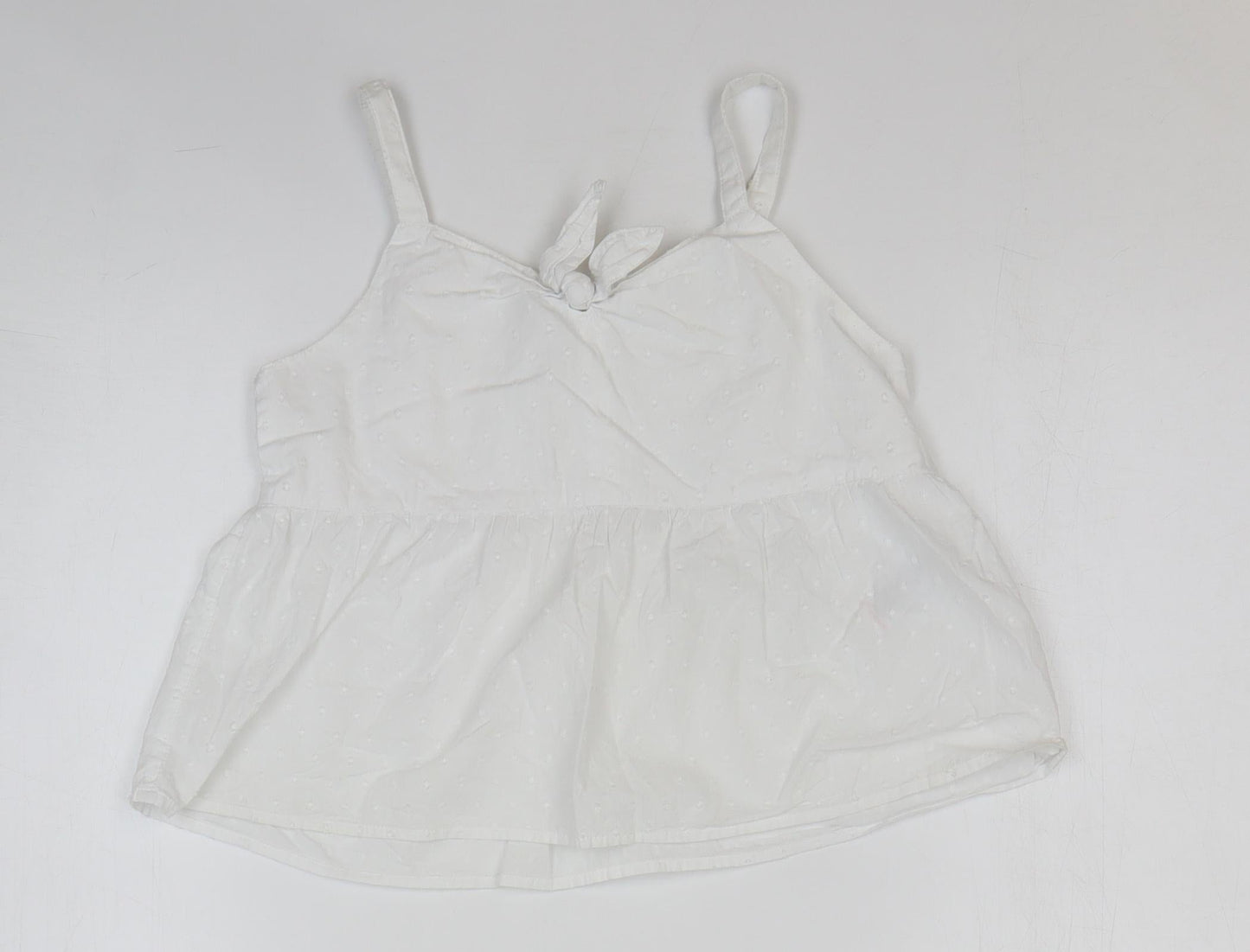 NEXT Girls White 100% Cotton Basic Tank Size 9 Years Square Neck Pullover