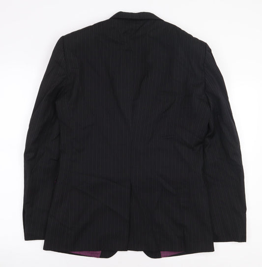 NEXT Mens Black Striped Wool Jacket Blazer Size 36