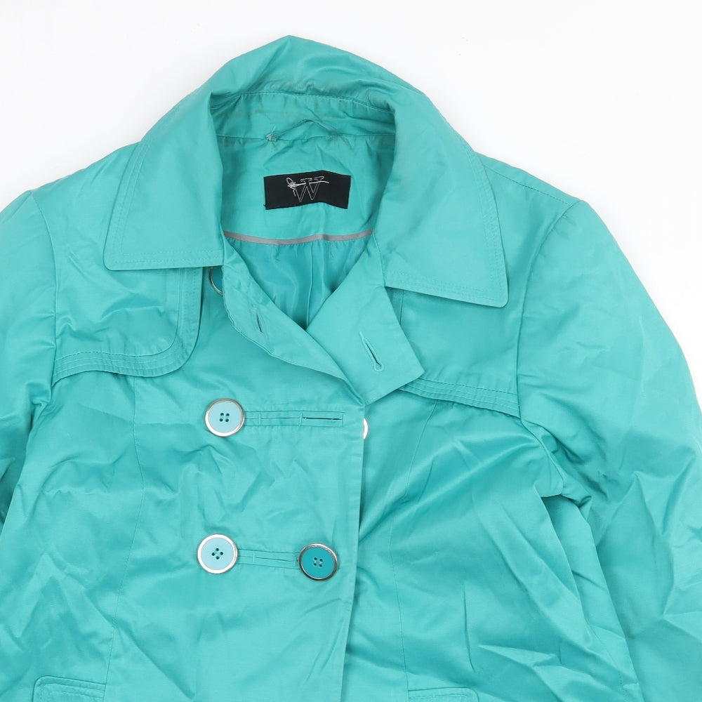 BHS Womens Green Pea Coat Coat Size 12 Button