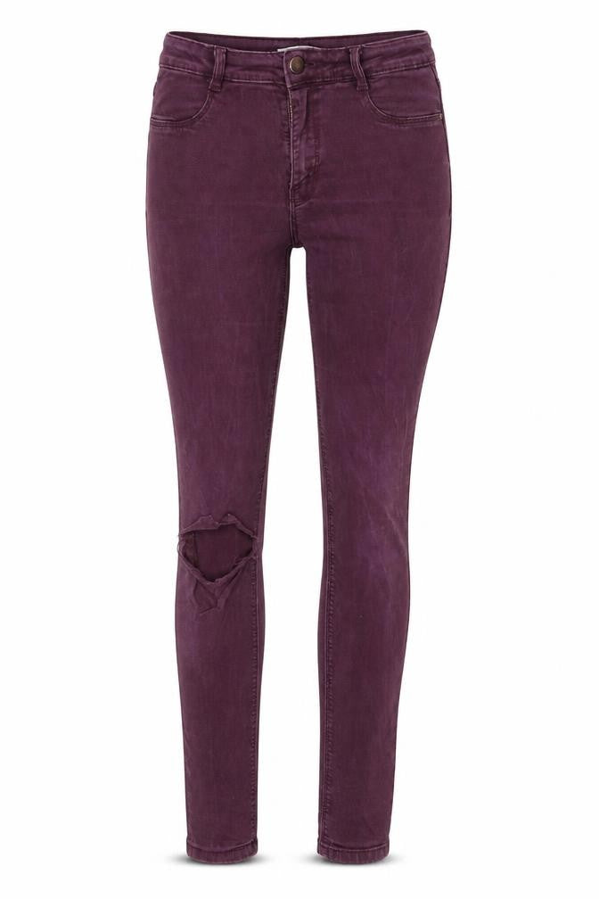 Dorothy Perkins Womens Purple Cotton Skinny Jeans Size 12 Regular Zip