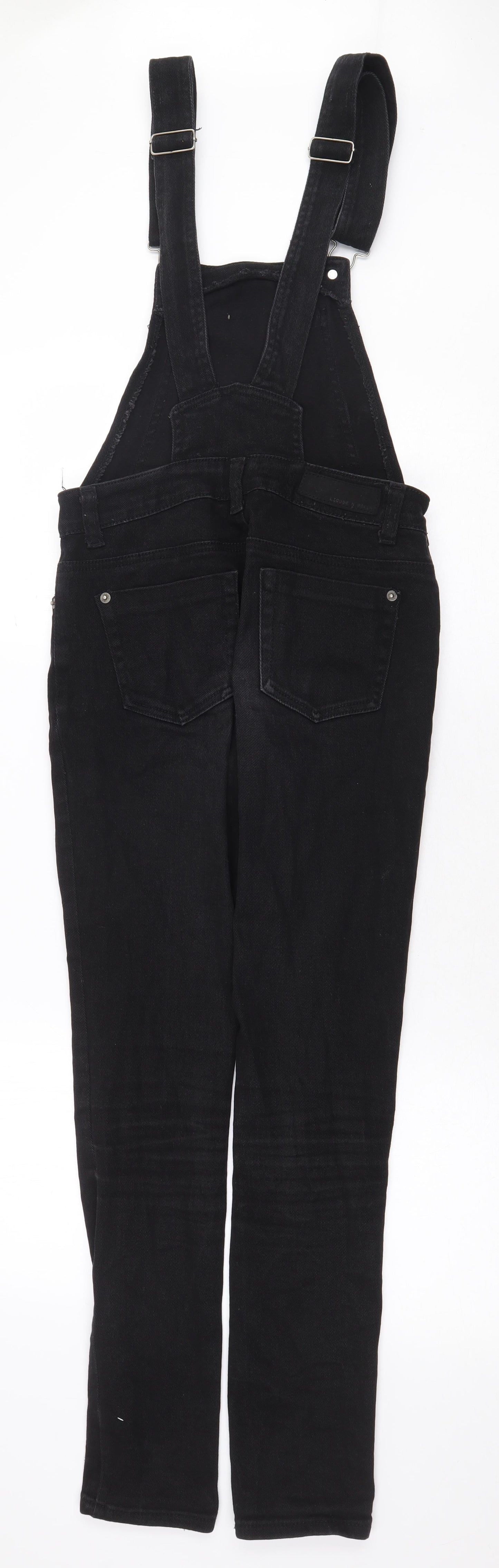 Liquor N Poker Womens Black Cotton Dungaree One-Piece Size 6 Buckle