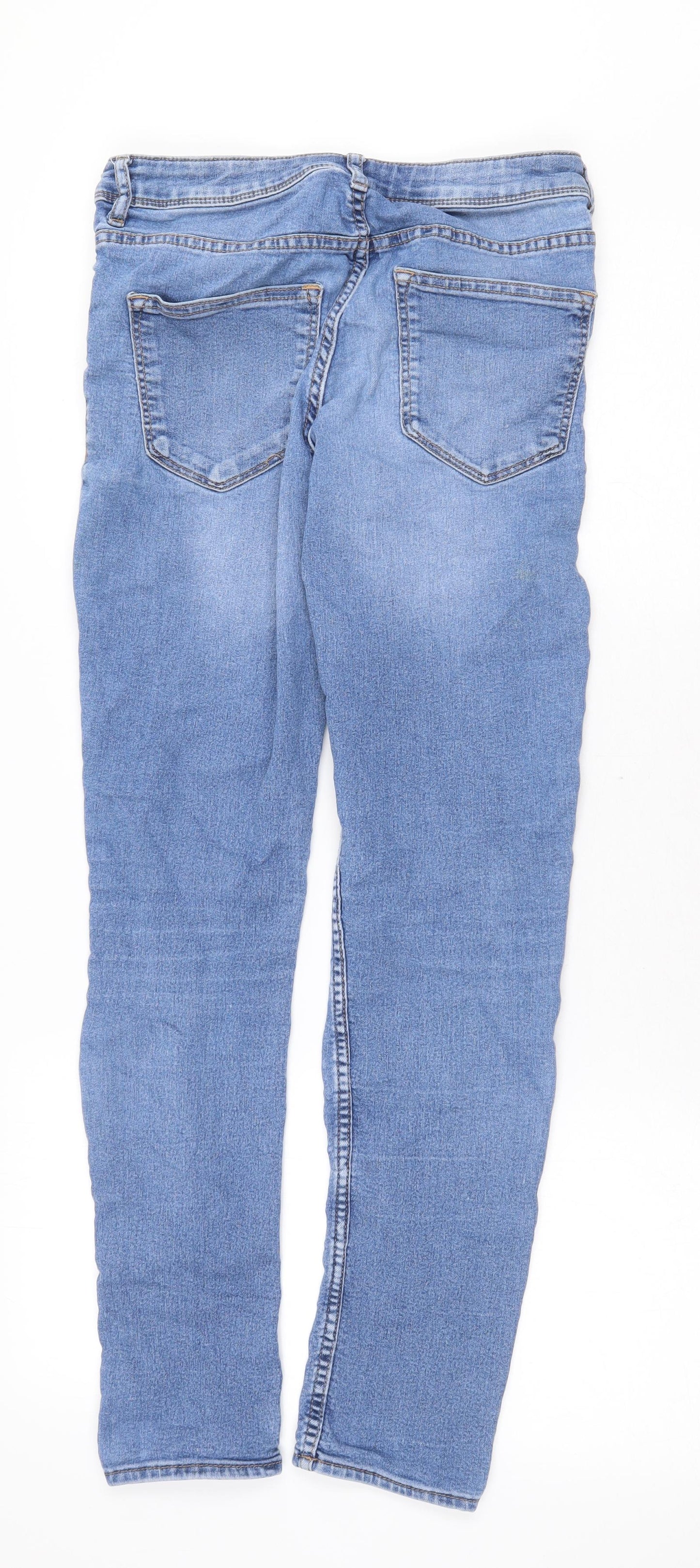 H&M Womens Blue Cotton Skinny Jeans Size 8 Regular Zip