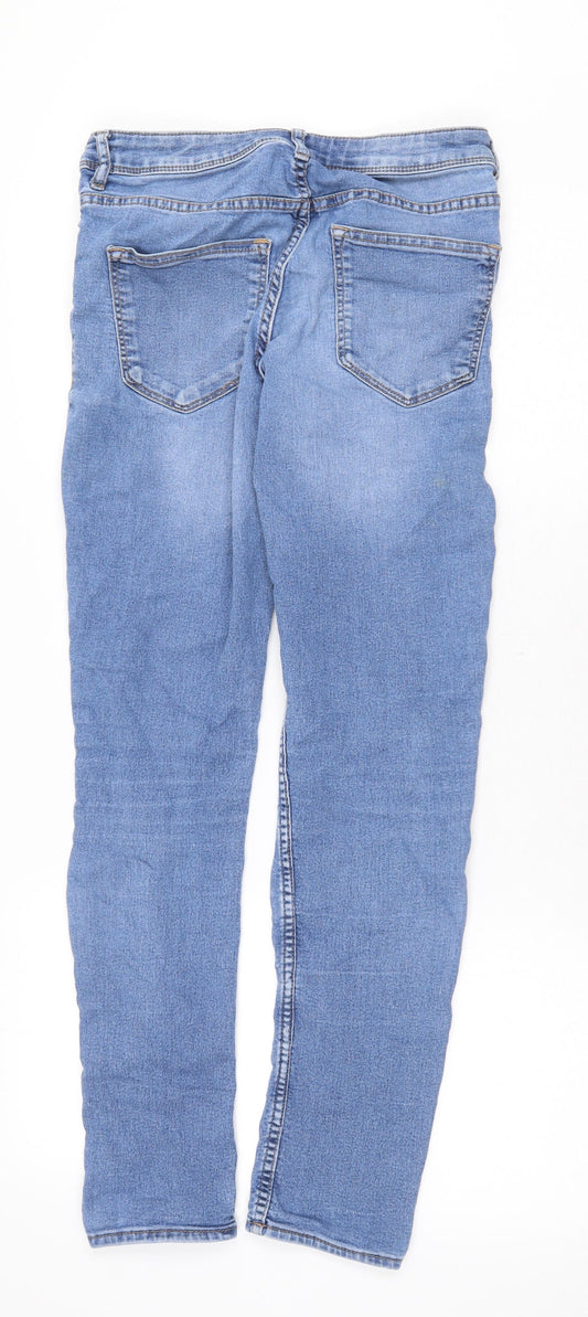 H&M Womens Blue Cotton Skinny Jeans Size 8 Regular Zip