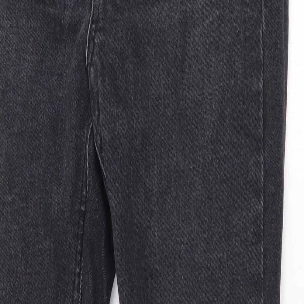 New Look Womens Grey Cotton Straight Jeans Size 8 Regular Zip