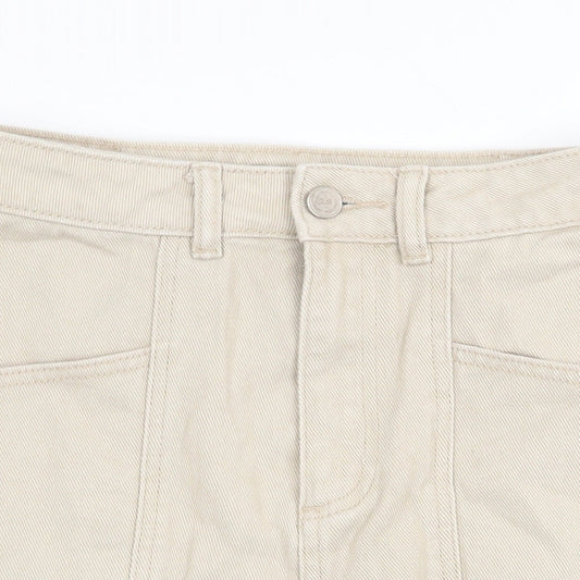 Pull Womens Beige Cotton Cargo Skirt Size S Zip