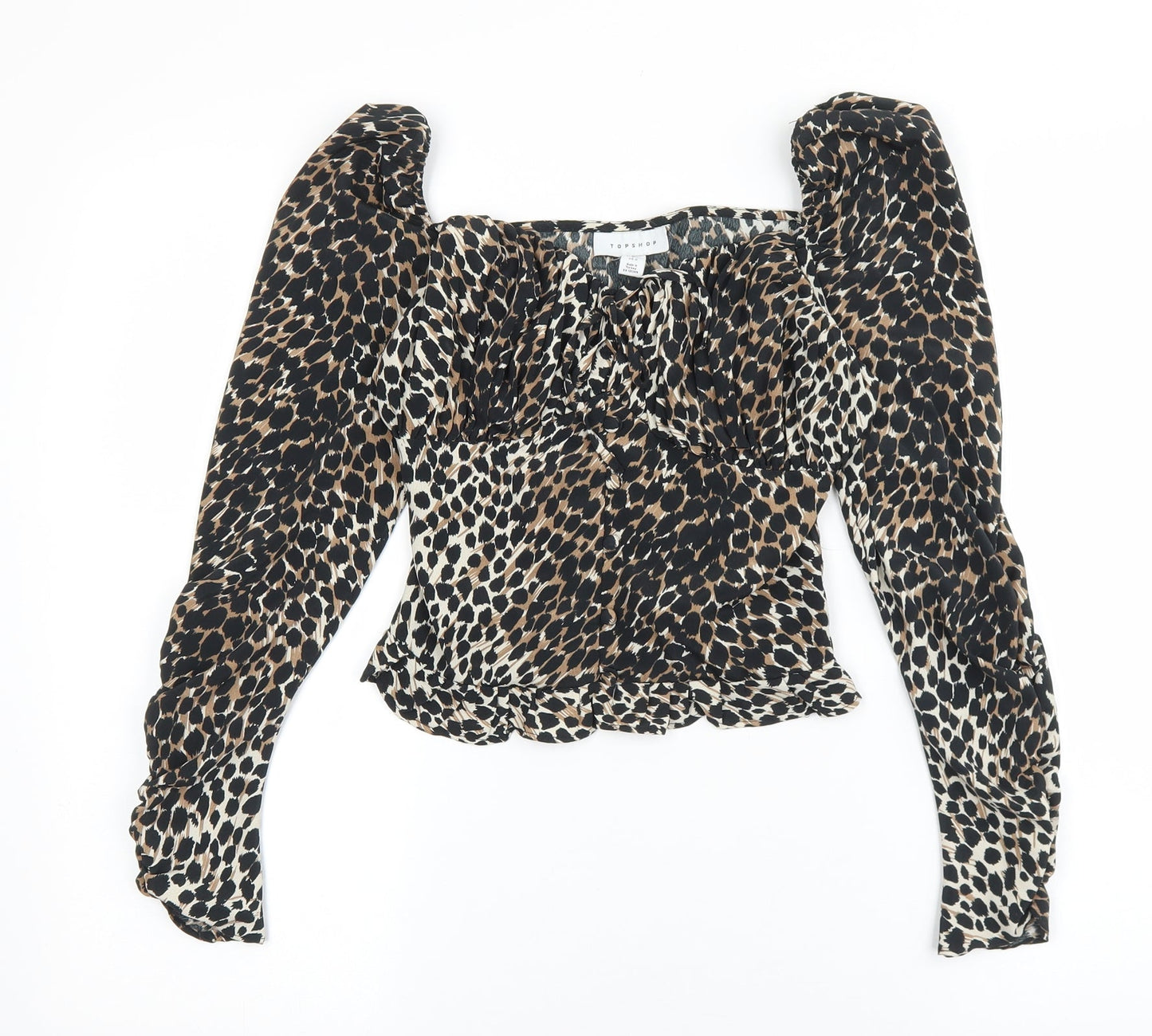 Topshop Womens Multicoloured Animal Print Polyester Basic Blouse Size 4 Sweetheart - Cheetah print